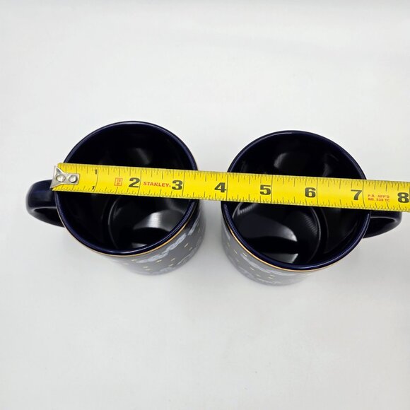 Vintage Waechtersbach Blue Gold Winter Dreams Christmas Holiday Mug Cup Set Of 2 - Picture 3 of 16